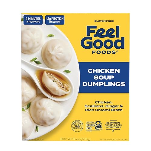 Feel Good Foods Chicken Soup Dumplings Frozen - Gluten Free Appetizers, 6 Ounce