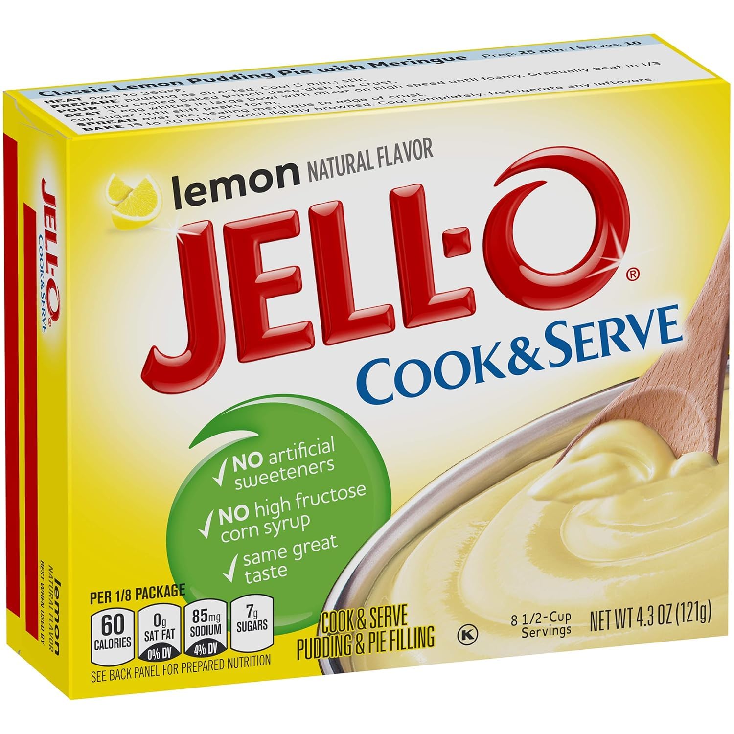 Jell-O Cook & Serve Pudding & Pie Filling Mix, Lemon Flavor, Family Size, Traditional Stovetop Dessert for Homemade Pies, Custards & Baking, 4.3 oz