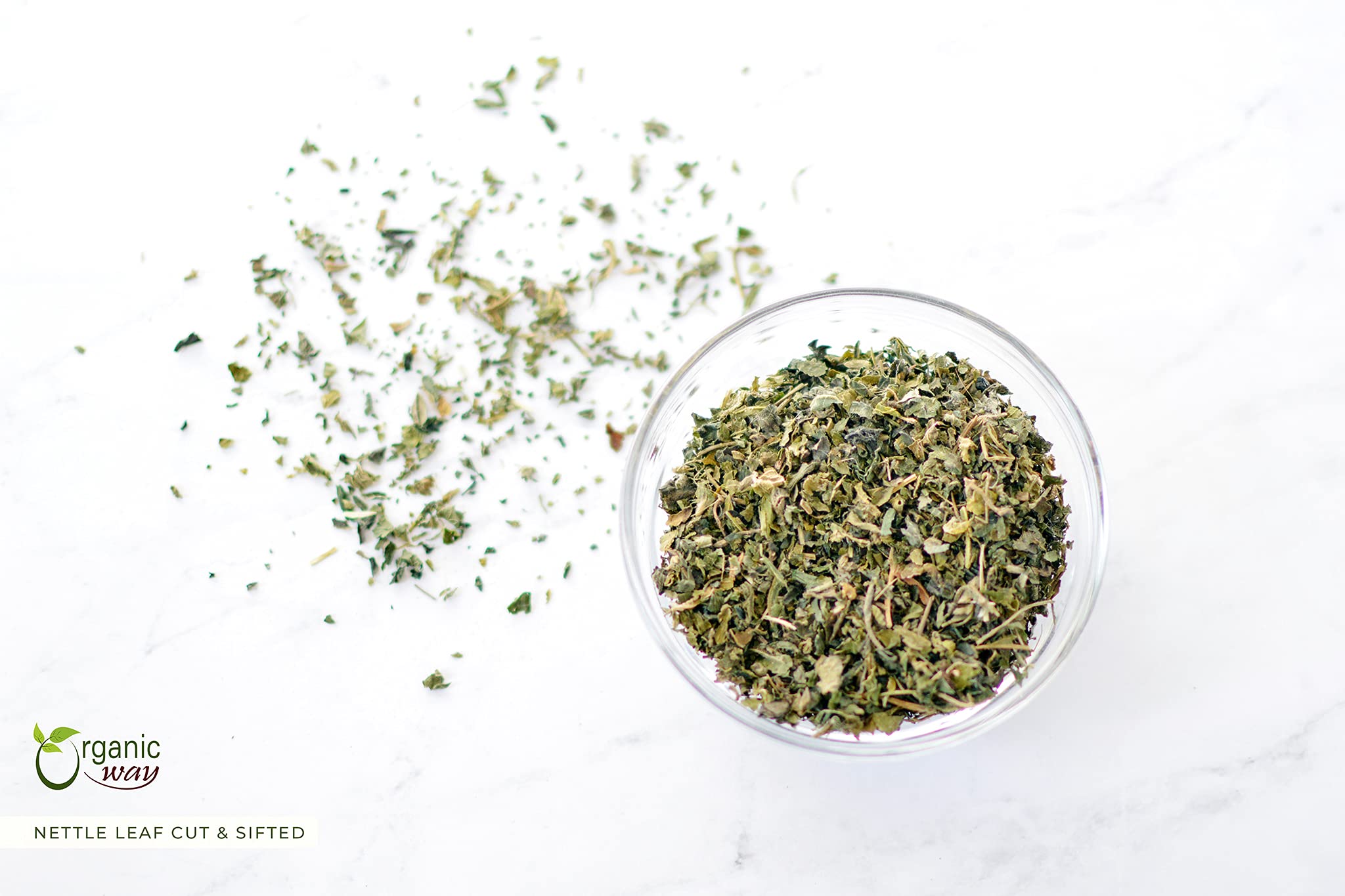 Organic Way Stinging Nettle Leaf Cut & Sifted (Urtica dioica) - Herbal Tea | European Wild-Harvest | Kosher Certified | Vegan, Non GMO & Gluten Free |