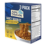 Blue Dragon Garlic & Black Pepper Saucy Noodles - 4.25oz (Pack of 3) - Knife Cut Air Dried Noodles w/Garlic & Black Pepper Sauce & Spring Onion