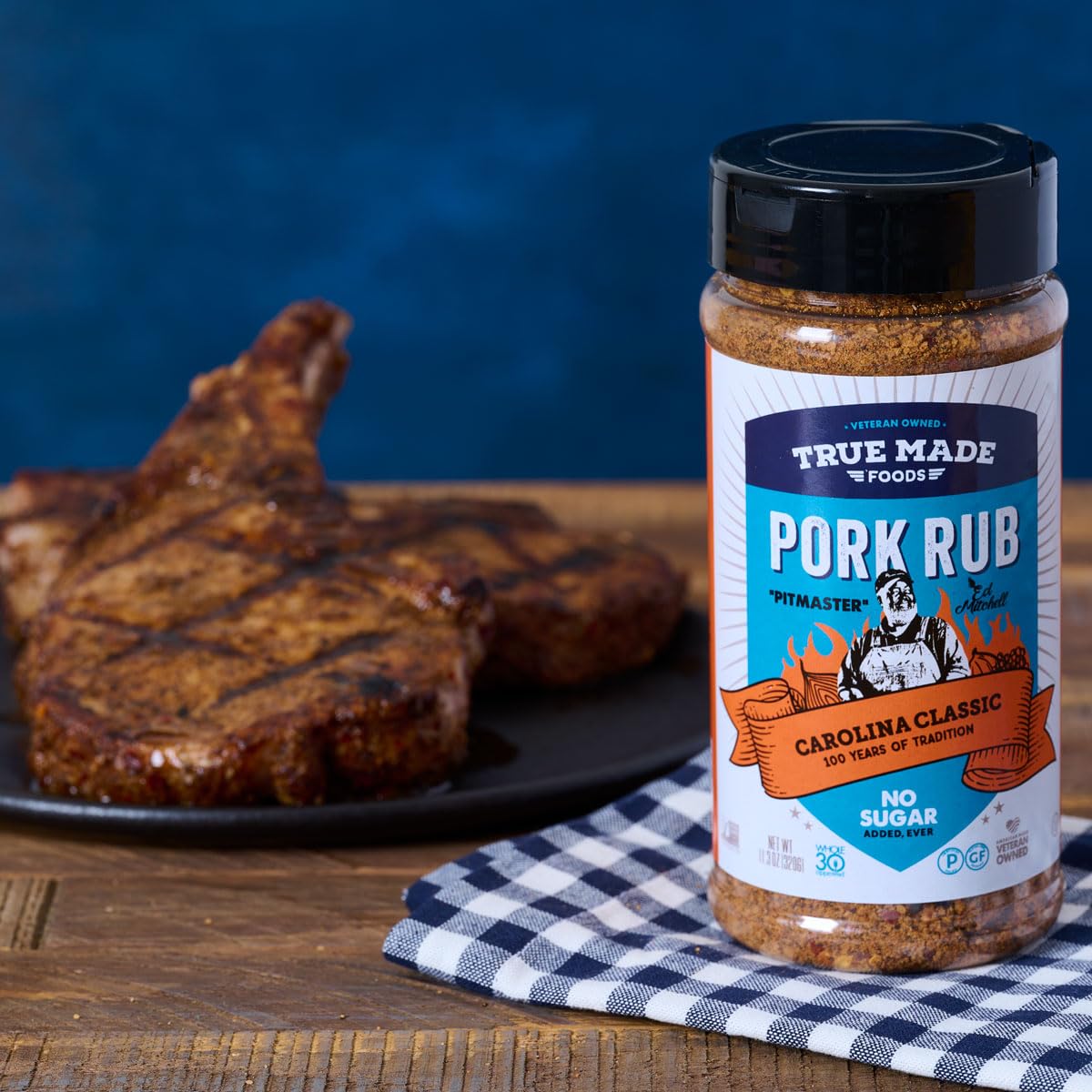 True Made Foods Ed Mitchell's Award Winning Pitmaster BBQ Pork Rub - Carolina Classic, BBQ Grill, 11.3 Ounce, 3 Pack - Earthy & Flavorful BBQ Rubs