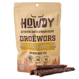 Howdysnax Handcraft Authentic Small Batch Droëwors Beef Sticks Sugar Free, Soy Free, Paleo & Keto Friendly Snack