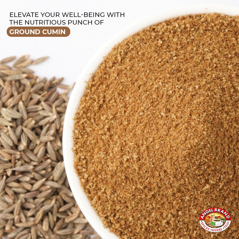Angel Brand Cumin Powder 15oz Bottle - Sourced from Finest Cumin Seeds - Ground Cumin Boasts Warm, Earthy Citrusy Flavor with hints of Spice - Ideal