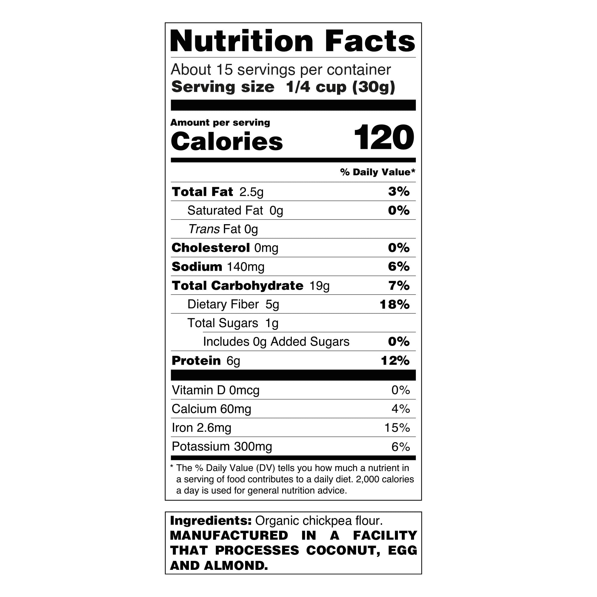 Organic Chickpea Flour 1lb (454 g) USDA Organic Gluten Free Grain free Non GMO Kosher Pack of 1 | Just About Foods