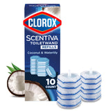 CLOROX Scentiva ToiletWand Toilet Cleaner Refills, Toilet brush, Coconut and Waterlily, 10 Count