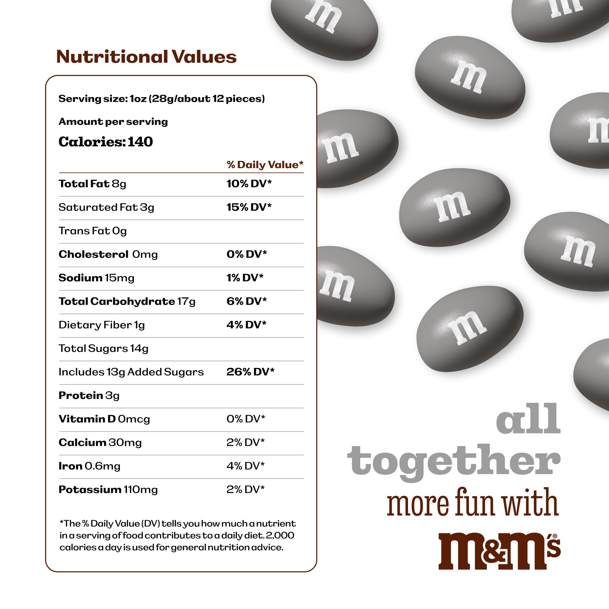M&M’S WORLD Peanut Silver Chocolate Candy-2lbs of Bulk Candy in Resealable Pack for Candy Buffet,Birthday Parties,Theme Meetings,Candy Bar,Sweet Stuff
