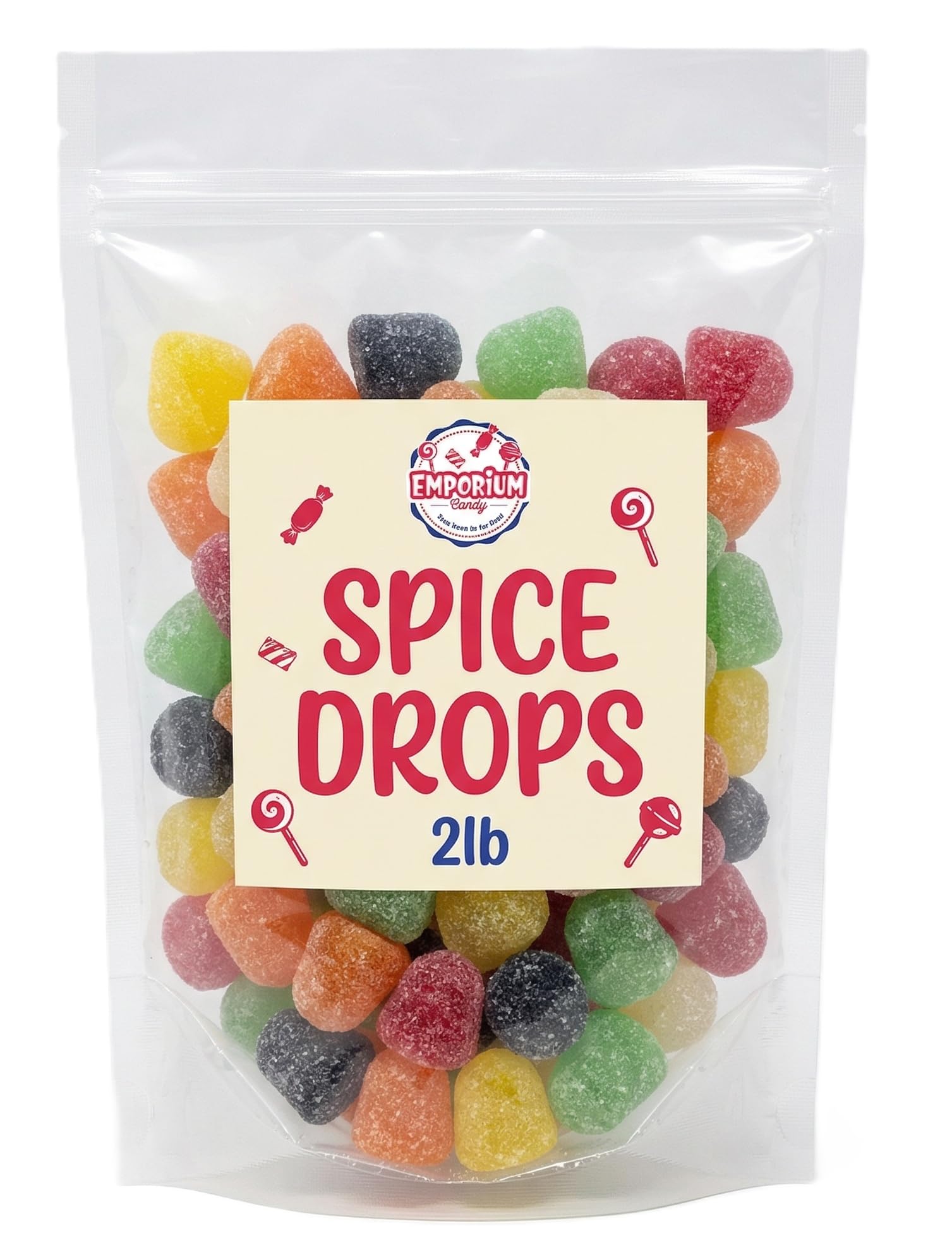 Emporium Candy Zachary Assorted Spice Drops - 2 lbs of Fresh Delicious Sweet Sugar Sanded Cinnamon Clove Anise Spearmint Sassafras Wintergreen