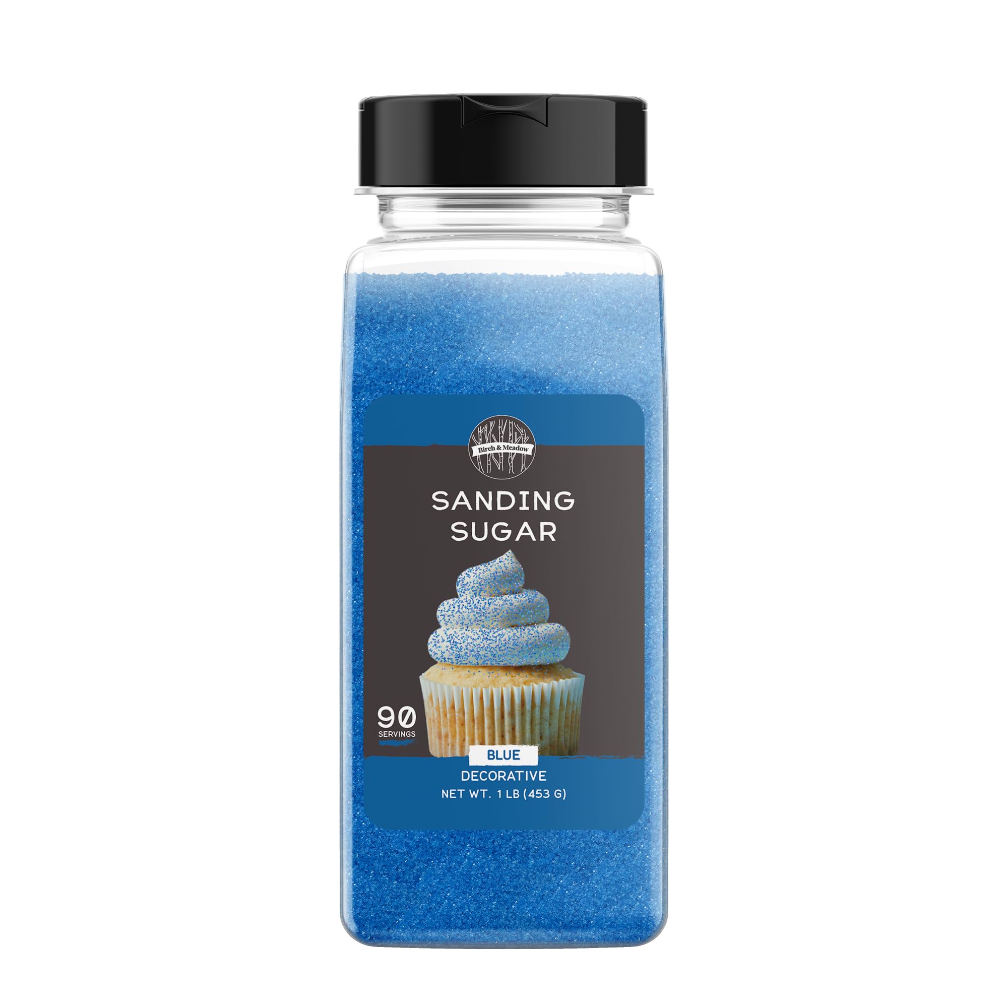 Birch & Meadow Blue Sanding Sugar, 1 lb, Colorful Sugar Crystals for Festive Holiday Baking