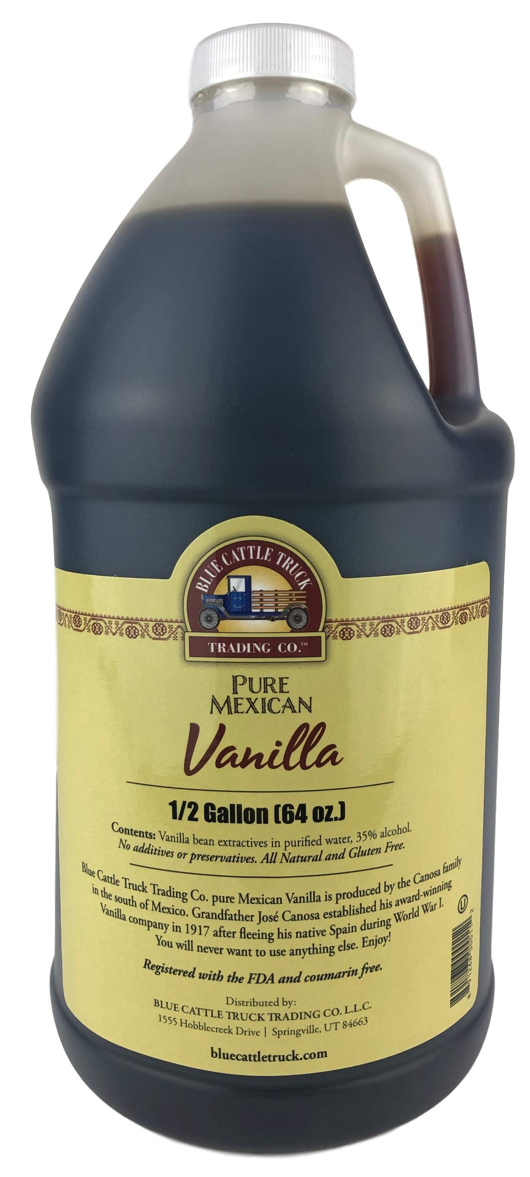Blue Cattle Truck Trading Co. Pure Mexican Vanilla Extract, Half Gallon, 64 Ounce