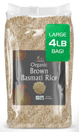 Jiva Organic Brown Basmati Rice 4 LB Bag - Premium Quality, Authentic Indian Origin, Whole Grain