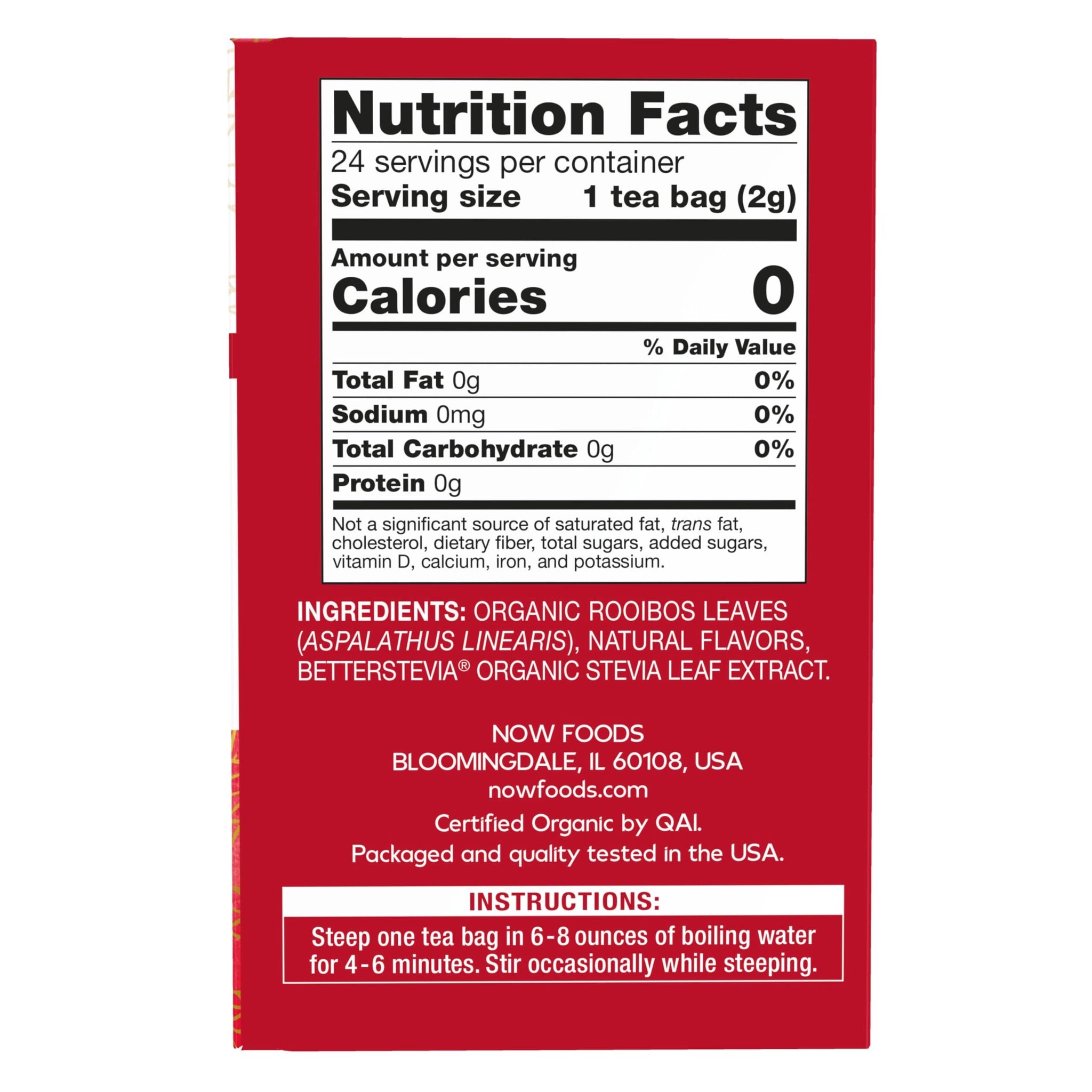 NOW Foods Give a Tea™ Better off Red™ Rooibos Tea with a Vanilla-Citrus Blush, Caffeine-Free, 24 bags