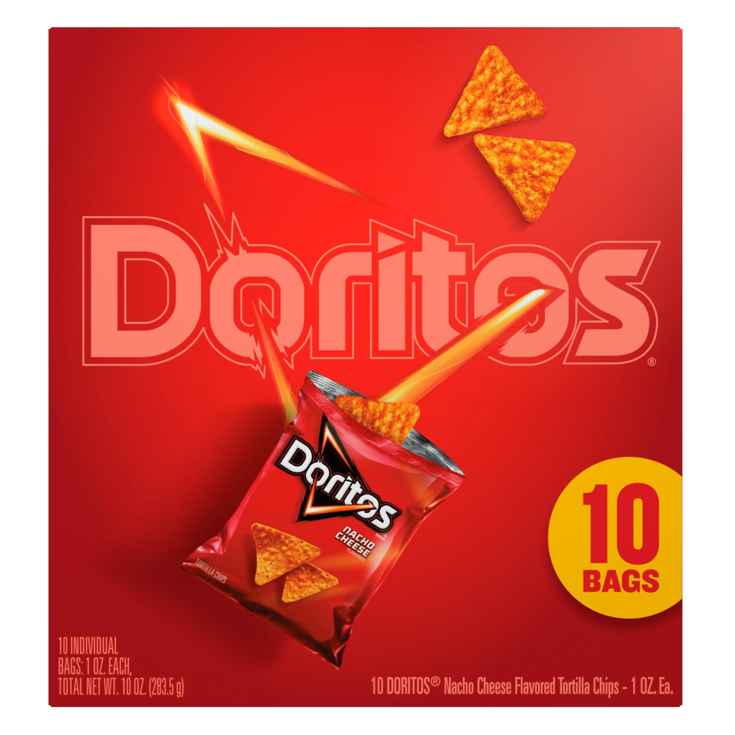 Frito-Lay Doritos Tortilla Chips Nacho Cheese Bags, 1 Oz, 10 Ct