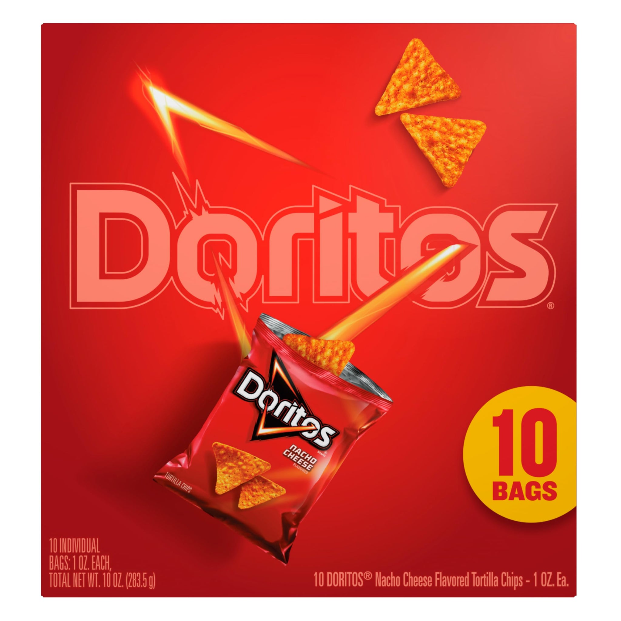 Frito-Lay Doritos Tortilla Chips Nacho Cheese Bags, 1 Oz, 10 Ct