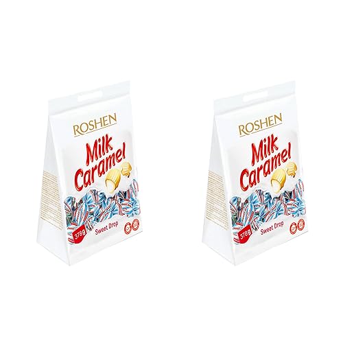 Roshen Caramel Candy Sweet Drop with Milky Filling, Delicious, Flavorful Sweets 378gr/13.33oz Pack of 2