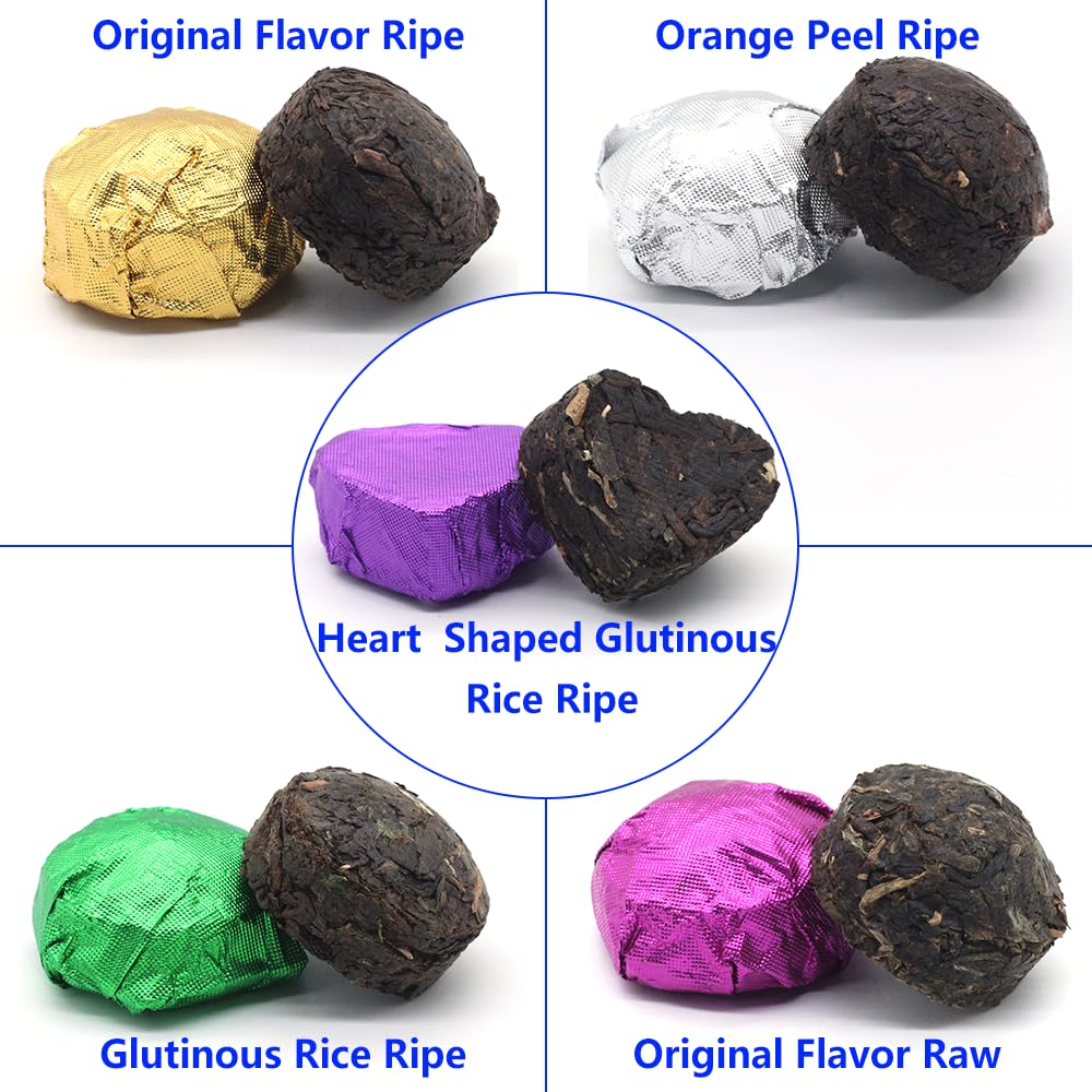 LWXLJMJZC?Ripe Puerh Tea Mini Cake 30pcs(10 Tastes*3pcs) |Yunnan Pu-erh Tea |Rice Balls (Cook&uncook) Pu'erh Tea | Mini Tuo Cha Black Tea