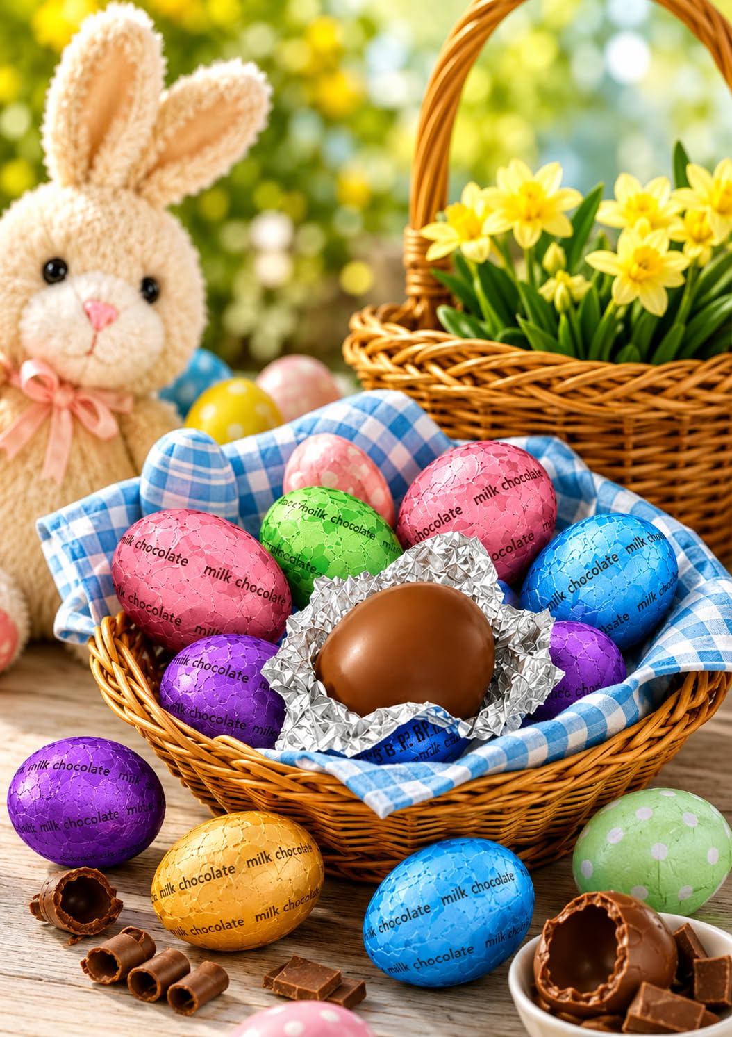 Hers,heysMilk Chocolate Eggs Candy 45 pcs (9 Oz) Bag Individually Wrapped Chocolate Egg Candy Bowls Party Favors Egg Hunts