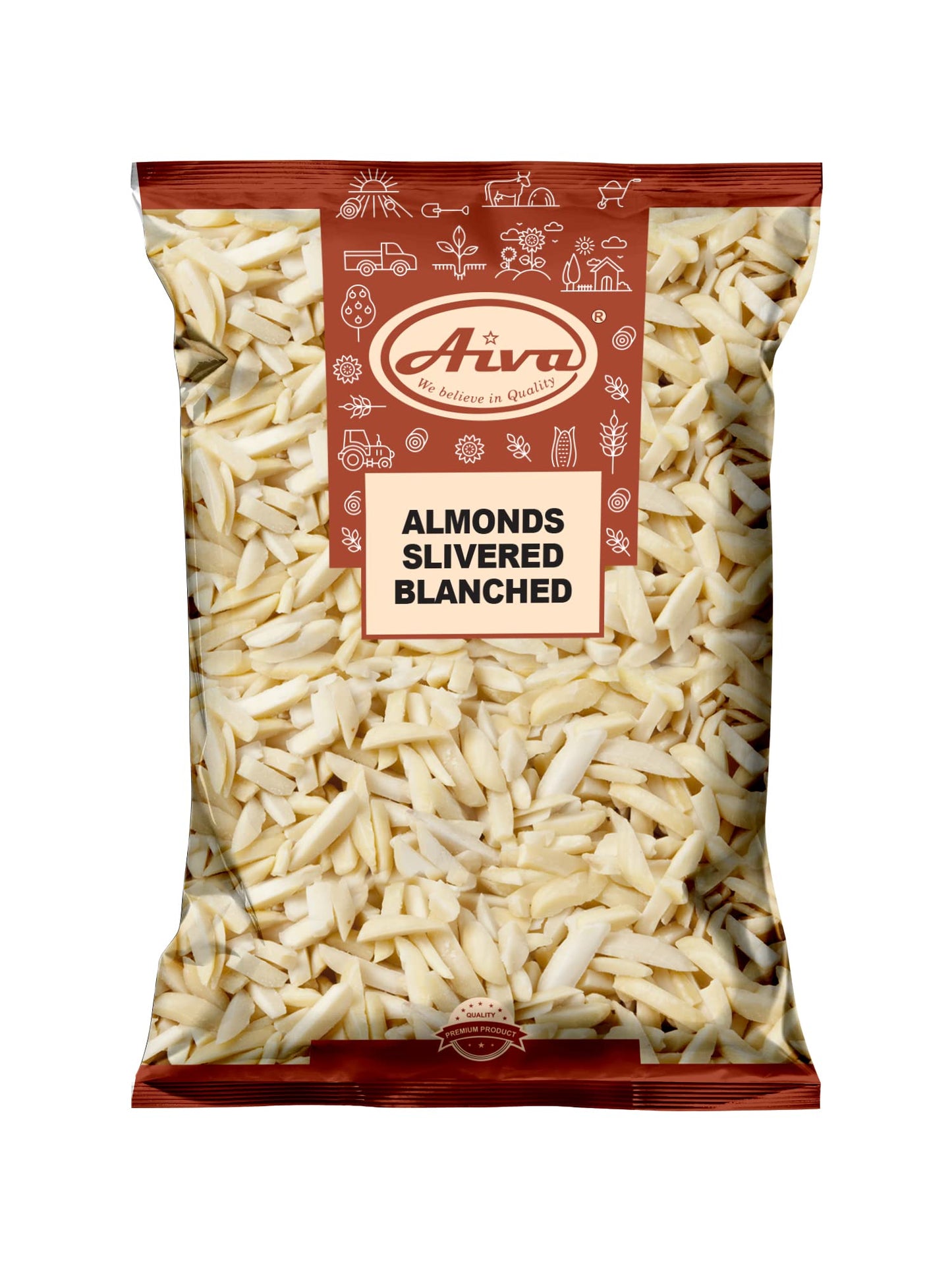Aiva Blanched Slivered Almonds (5 LB Bulk Bag) - Premium Ready-to-Use Almonds for Baking, Cooking, and Snacking