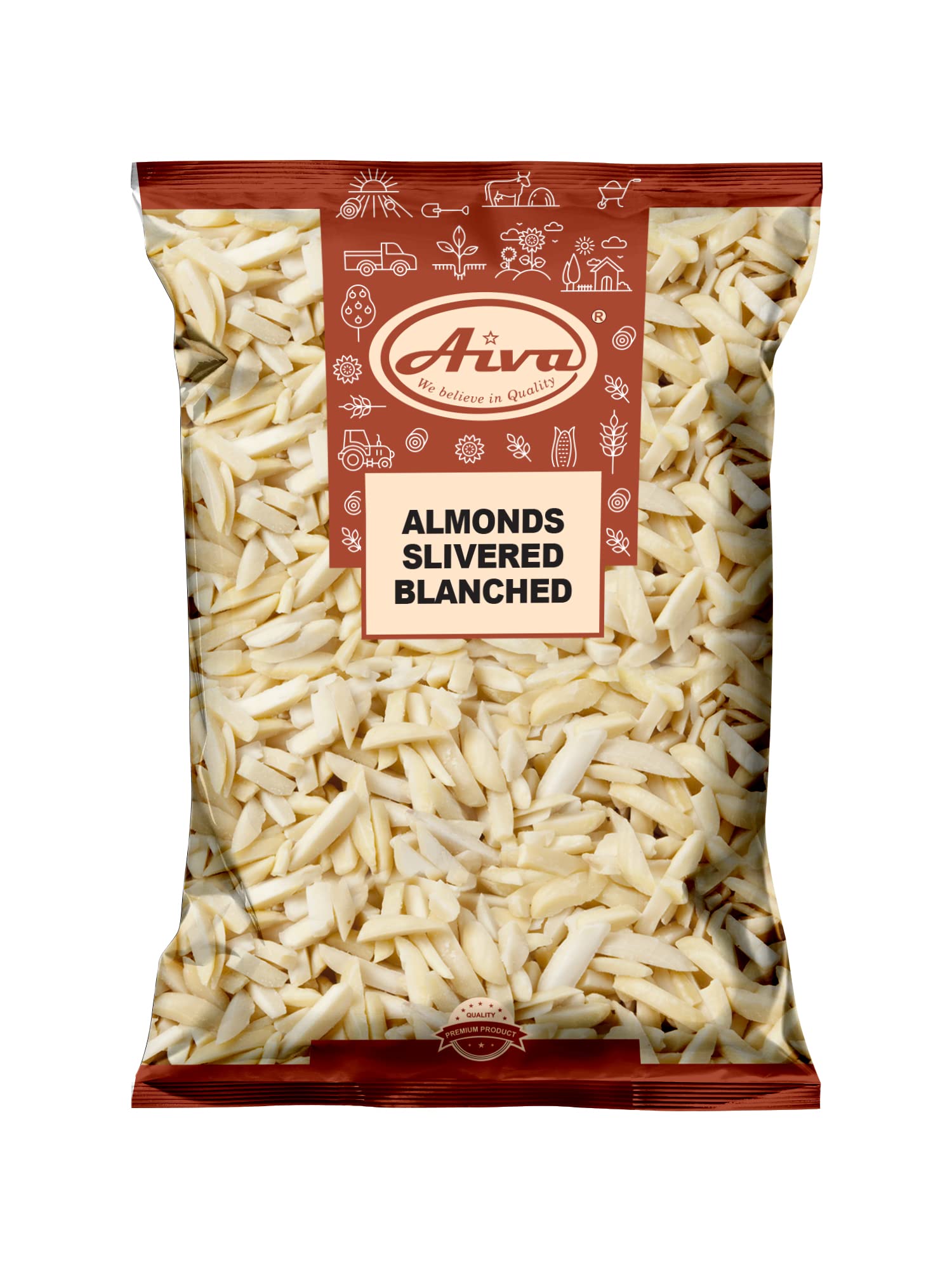 Aiva Blanched Slivered Almonds (5 LB Bulk Bag) - Premium Ready-to-Use Almonds for Baking, Cooking, and Snacking