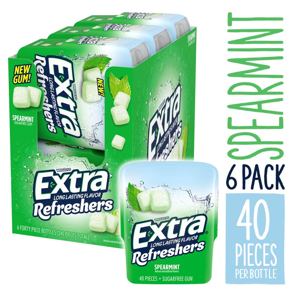 EXTRA Refreshers Spearmint Chewing Gum, 40 Pieces (Pack of 6)