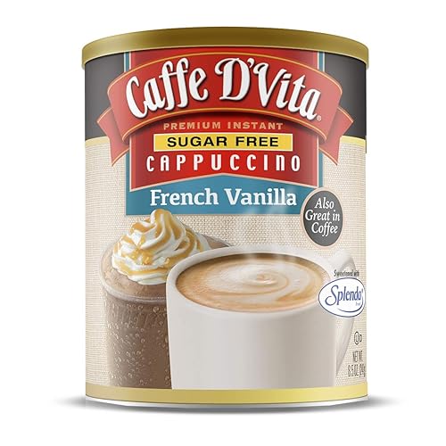 Caffe D’Vita Sugar Free French Vanilla Cappuccino Mix - Instant Cappuccino Mix, Gluten Free, No Cholesterol, No Hydrogenated Oils, 99% Caffeine Free