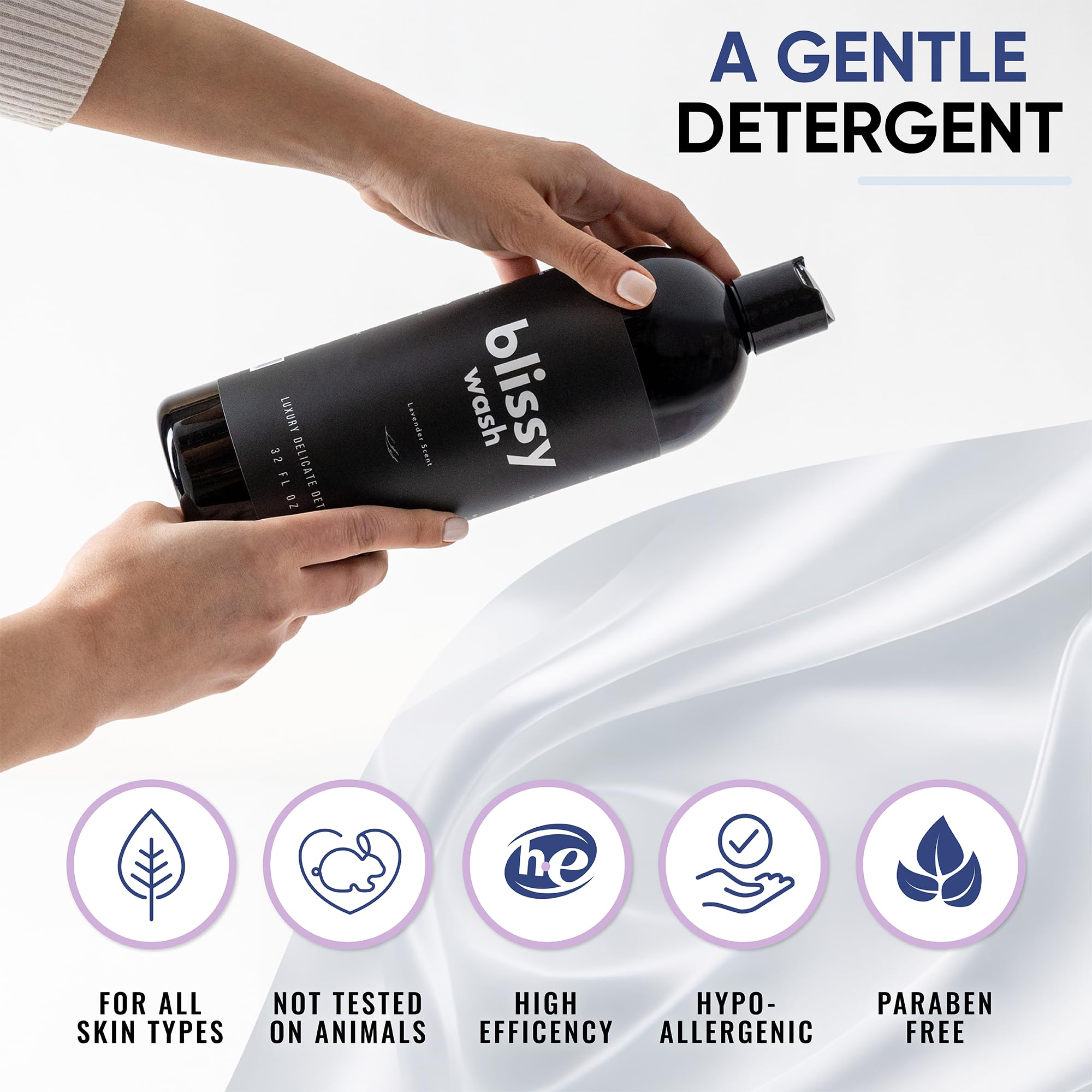 Plant Based Natural Laundry Detergent - Wool, Silk & Cashmere Detergent for Washing Machine - Naturally Scented with Lavender Oil - Silk Detergent