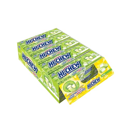 HI-CHEW Kiwi Sticks, 15-Pack, Unique Fun Soft & Chewy Taffy Candy, 1.76oz Each - Made with Immensely Juicy Fruity Flavors