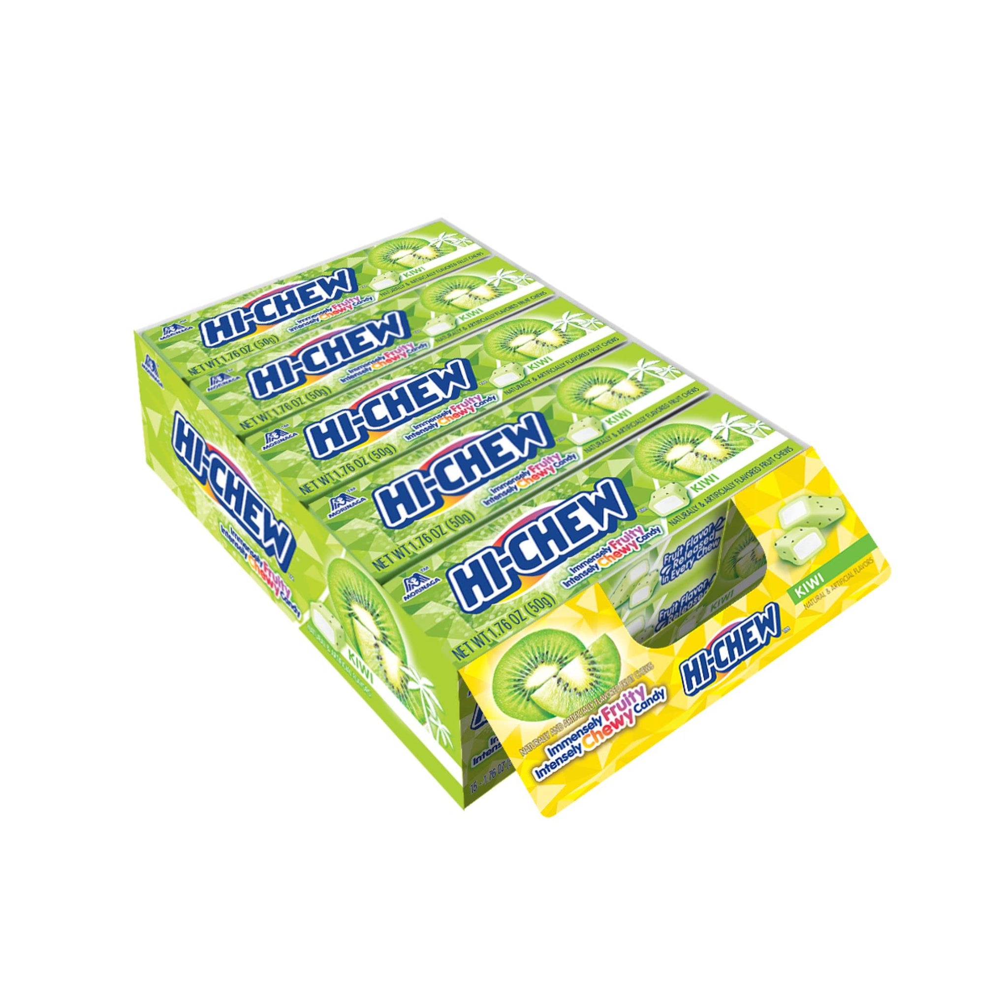 HI-CHEW Kiwi Sticks, 15-Pack, Unique Fun Soft & Chewy Taffy Candy, 1.76oz Each - Made with Immensely Juicy Fruity Flavors