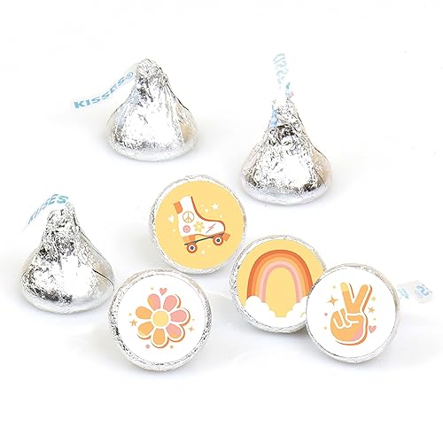 Big Dot of Happiness Stay Groovy - Boho Hippie Party Round Candy Sticker Favors - Labels Fit Chocolate Candy (1 Sheet of 108)