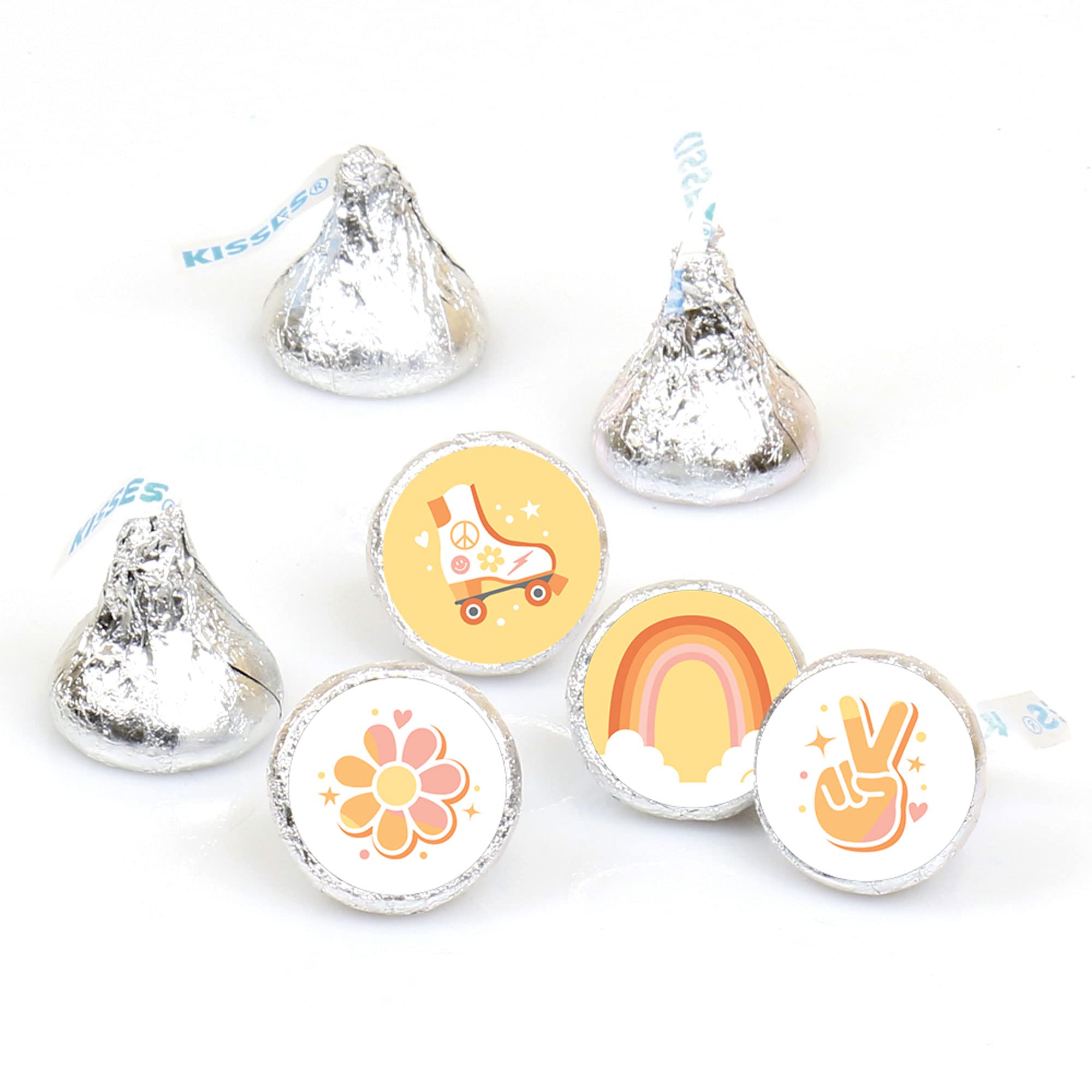 Big Dot of Happiness Stay Groovy - Boho Hippie Party Round Candy Sticker Favors - Labels Fit Chocolate Candy (1 Sheet of 108)