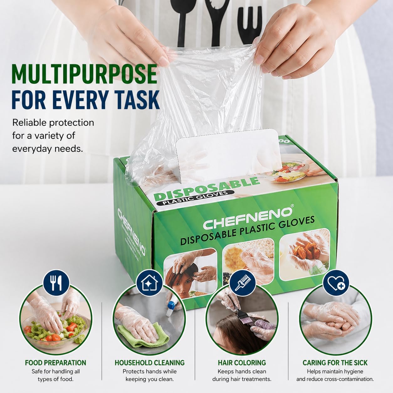 Disposable Food Prep 700 Gloves (350 Pair) Plastic Disposable Gloves Kitchen Cooking Cleaning Food Handling Gloves (700 PCS)