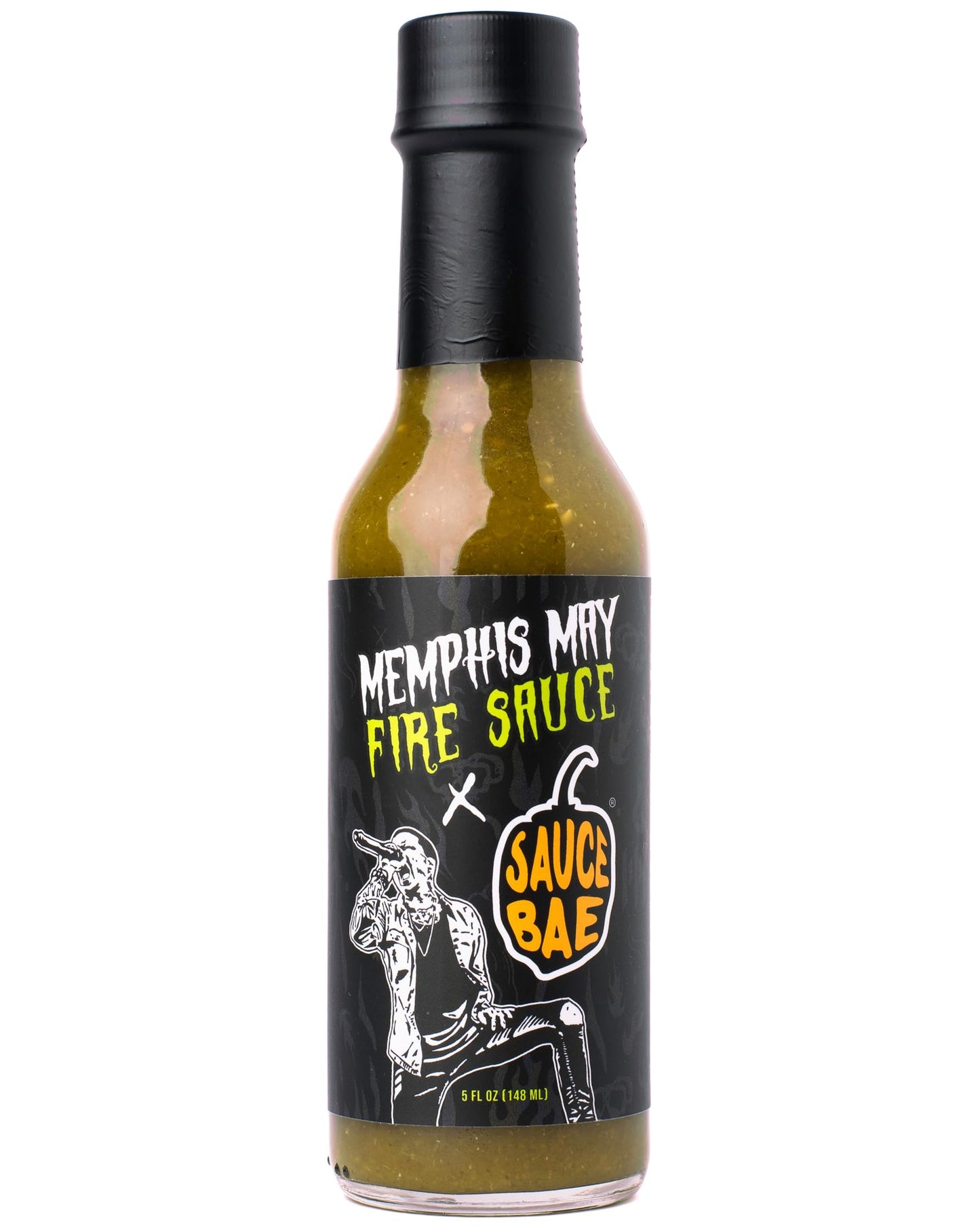 SAUCE BAE Memphis May Fire Hot Sauce - Tomatillo, Agave, Serrano, Habanero, Lime - All Natural, Sweet Heat, 5 oz