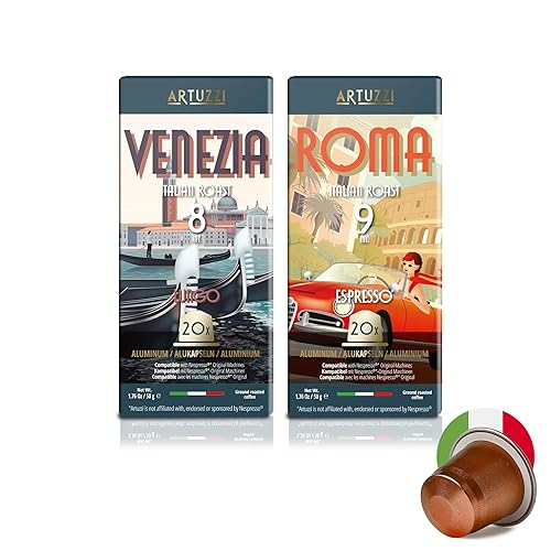 Artuzzi 40ct Coffee Pods Compatible with Nespresso Original Machines | Espresso & Lungo Coffee Capsules | Espresso Variety Pack I Italian Roast I