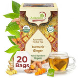 Adanim Bio Organic Turmeric Ginger Herbal Tea Bags | Caffeine Free Pure Herbal Blend with Black Pepper | USDA Organic, Vegan & Kosher | 20