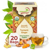 Adanim Bio Organic Turmeric Ginger Herbal Tea Bags | Caffeine Free Pure Herbal Blend with Black Pepper | USDA Organic, Vegan & Kosher | 20