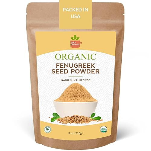 SPICY ORGANIC Fenugreek Powder - 8 OZ - USDA Certified Organic - Freshly Ground Indian Fenugreek Seeds for Hair, Tea & Robust Seasoning Spice in