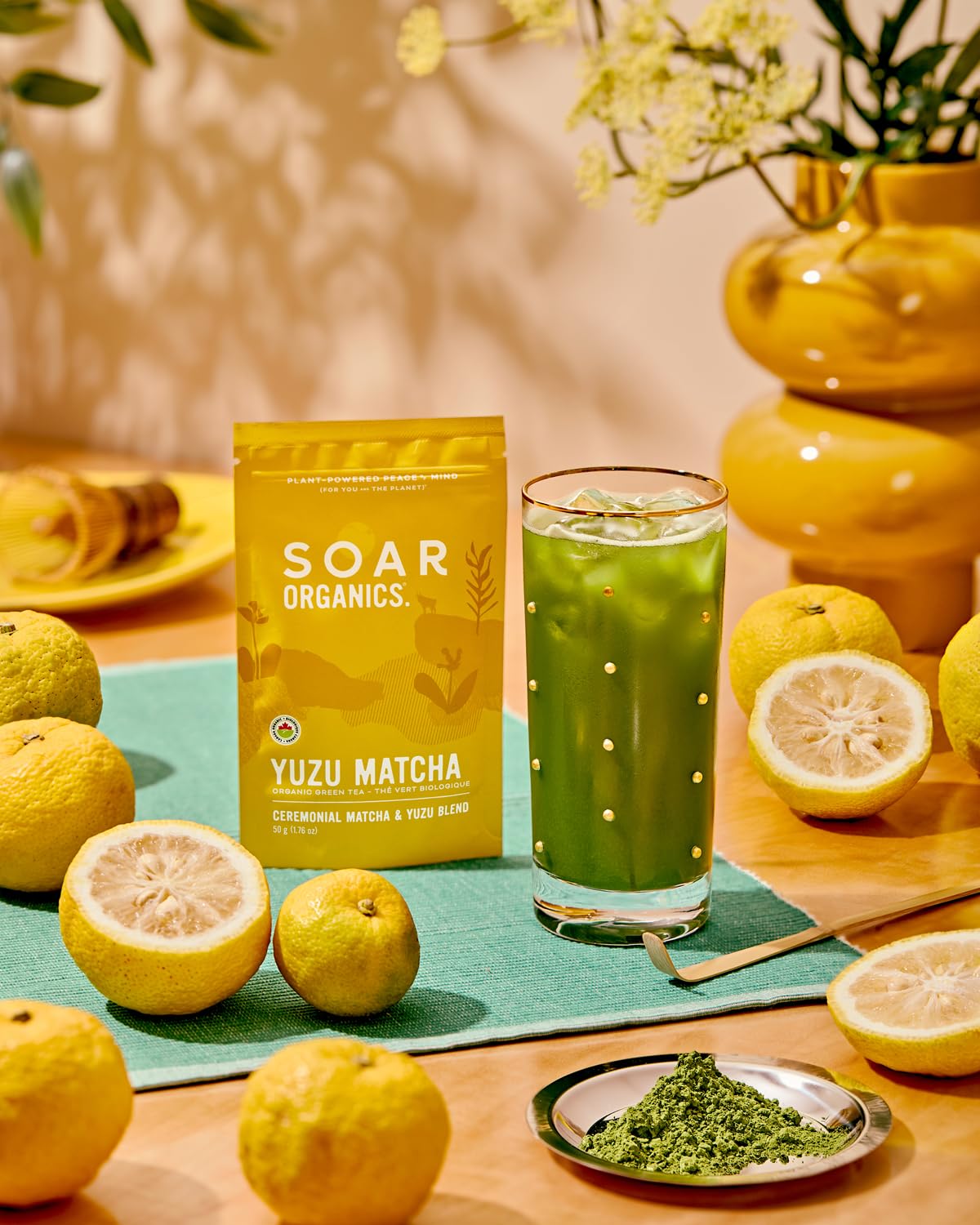 Soar Organics - Yuzu Matcha Green Tea Powder - Ceremonial Matcha & Yuzu Peel Powder Blend (1.76 oz)