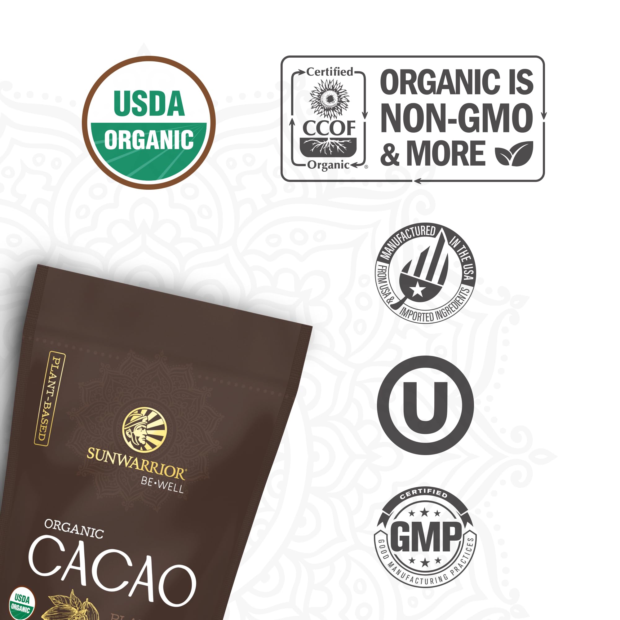 Pure Cacao Powder Organic Unsweetened & Raw | Premium USDA Organic Cacao Powder for Baking Smoothies and Hot Chocolate | Non-Alkalized No Added Sugar Non-GMO Gluten Free Vegan & Kosher (225g)
