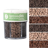 Sweets Indeed Dye Free Chocolate Sprinkles 6 Cell Jar - No Artificial Dyes Quins, Jimmies and Star Sprinkles for Baking & Decorating Cupcakes