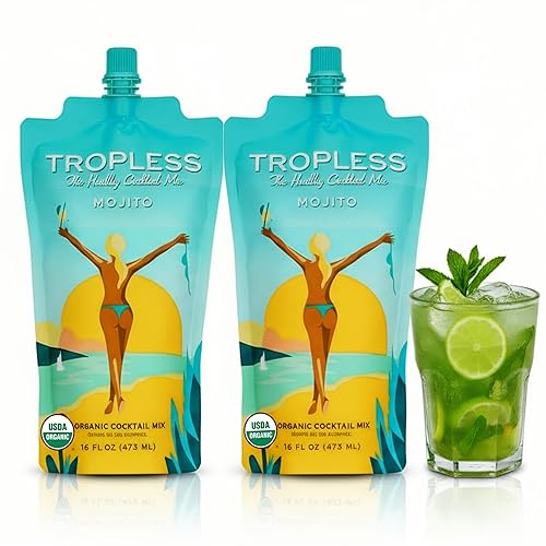 TROPLESS Healthy Mojito Mix, No Sugar Added, Plant-Based Sweeteners, 5 Organic Ingredients, Powered with Hydrating Coconut Water and Electrolytes