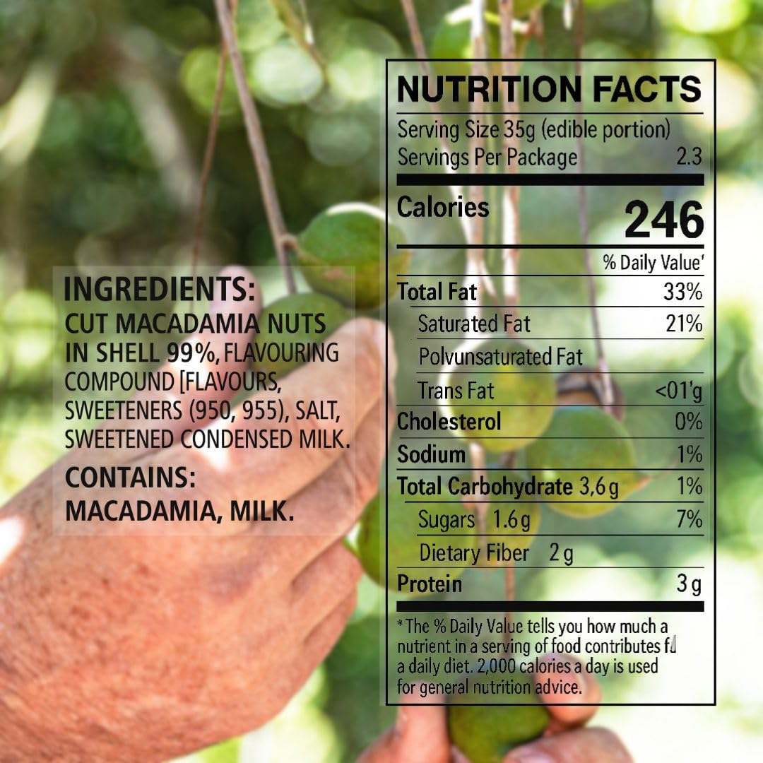 Veefood Golden Crunch In-Shell Macadamias 225g - Premium Australian Macadamia Nuts with Vanilla Flavor | Crunchy, Creamy & Heart-Healthy Snack (Pack