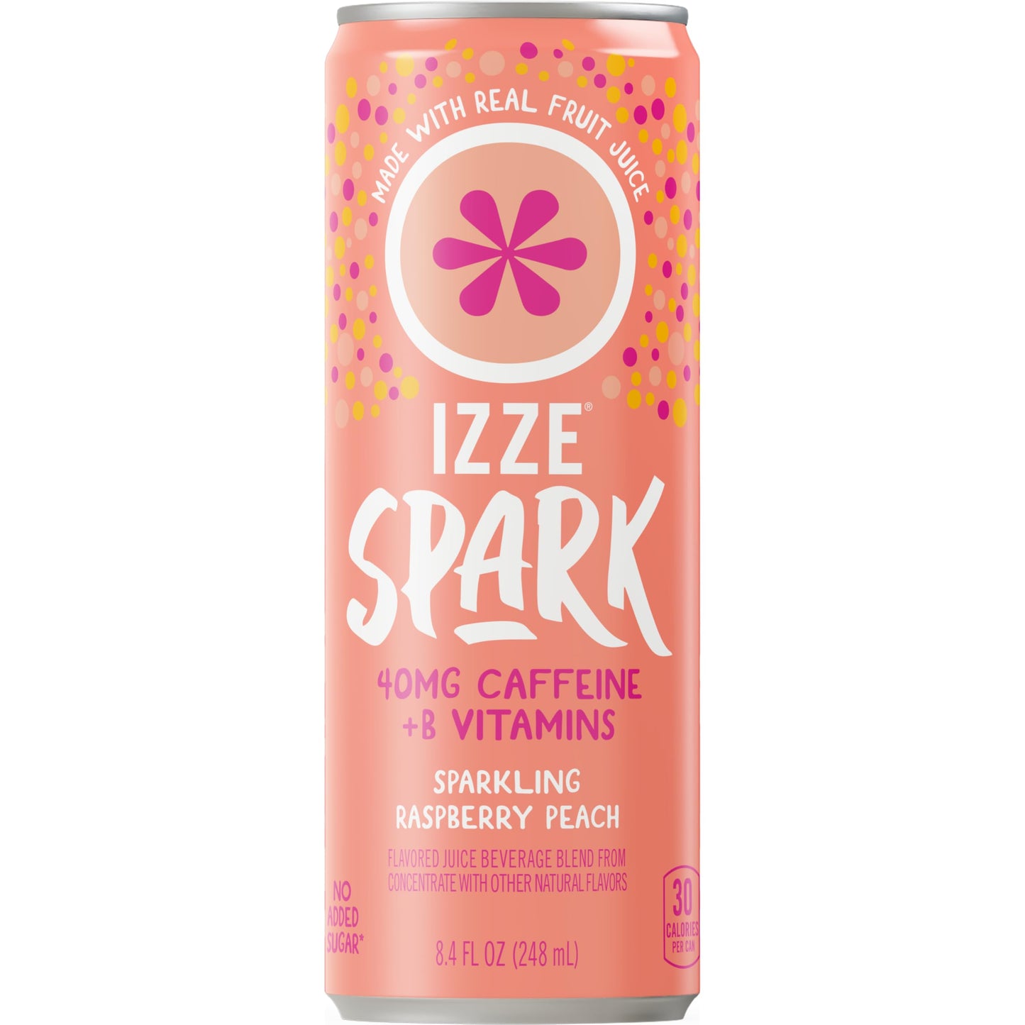 IZZE Spark Sparkling Juice Variety Pack, Raspberry Peach + Strawberry Lemonade, No Sugar Added, 8.4 FL OZ, 24 Cans