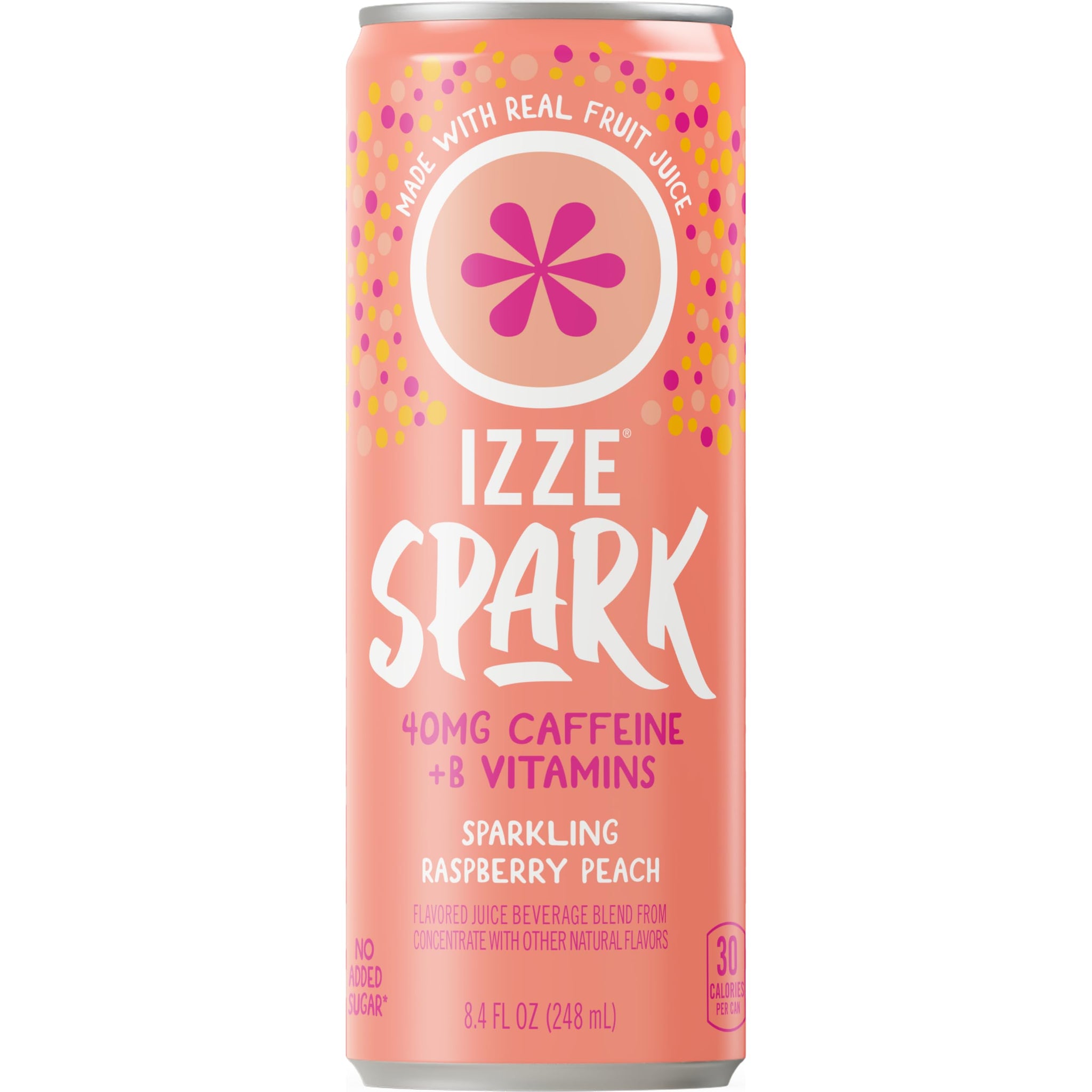IZZE Spark Sparkling Juice Variety Pack, Raspberry Peach + Strawberry Lemonade, No Sugar Added, 8.4 FL OZ, 24 Cans