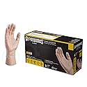GLOVEPLUS AMMEX Industrial Clear Vinyl Gloves, Latex Free, Powder Free, Food Safe, Disposable, Non-Sterile