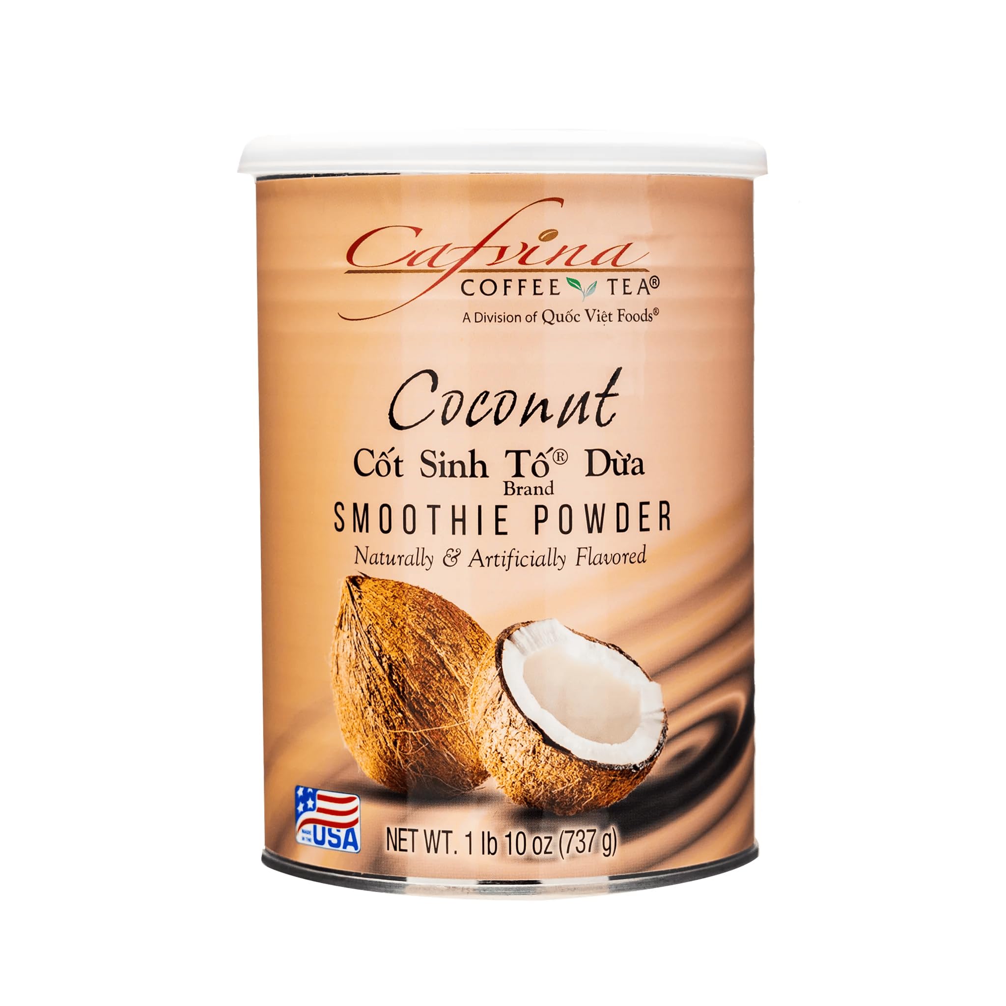 Cafvina Coconut Smoothie Powder - 1 lb 10 oz | Creamy & Tropical Coconut Blend for Smoothies, Milk Teas & Desserts | Made in the USA