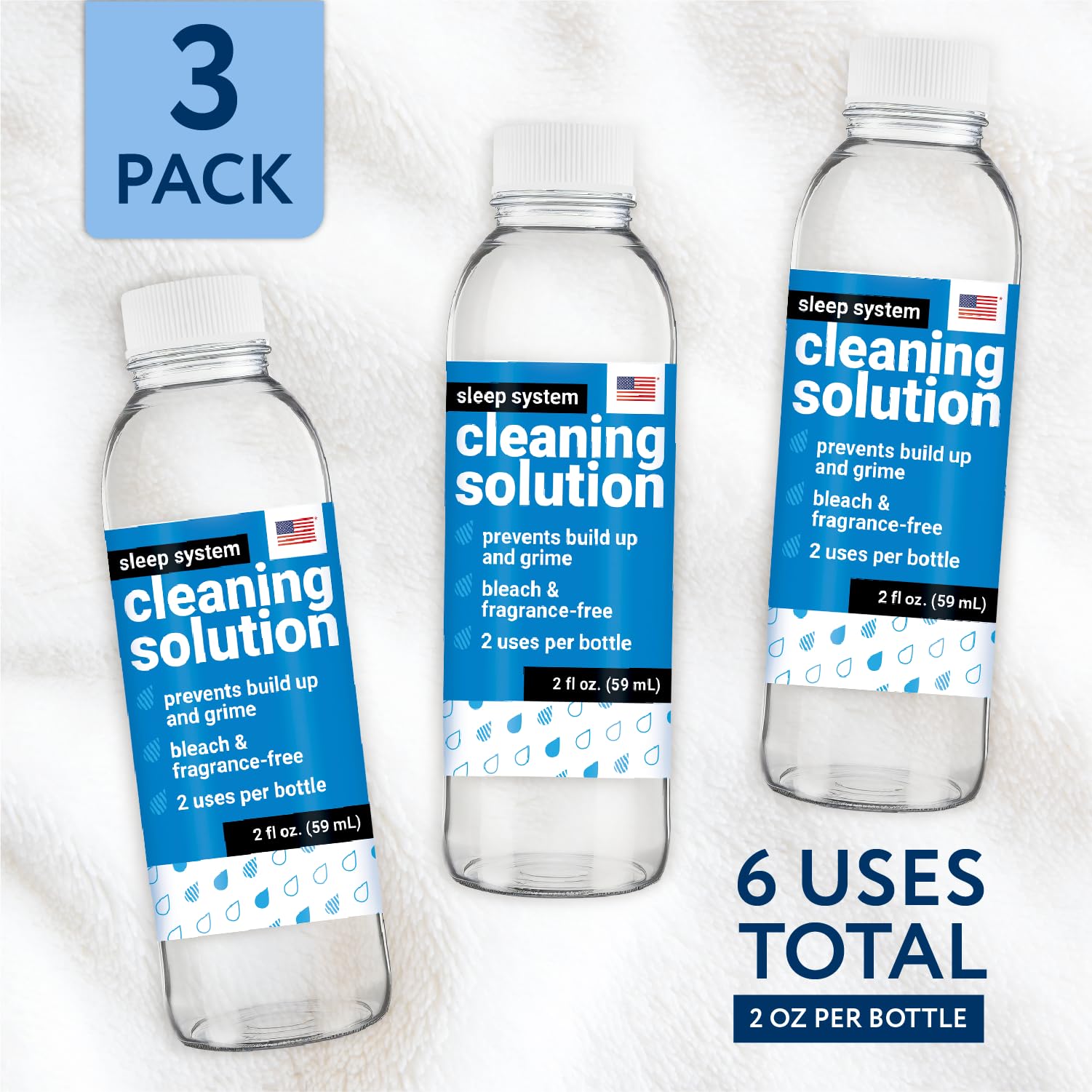 IMPRESA Sleep System Cleaning Solution Compatible with ChiliPad, OOLER & Dock Pro & Bed Cooling System Cleaner - 3-Pack, 2 Fl Oz - Unscented No-Mess