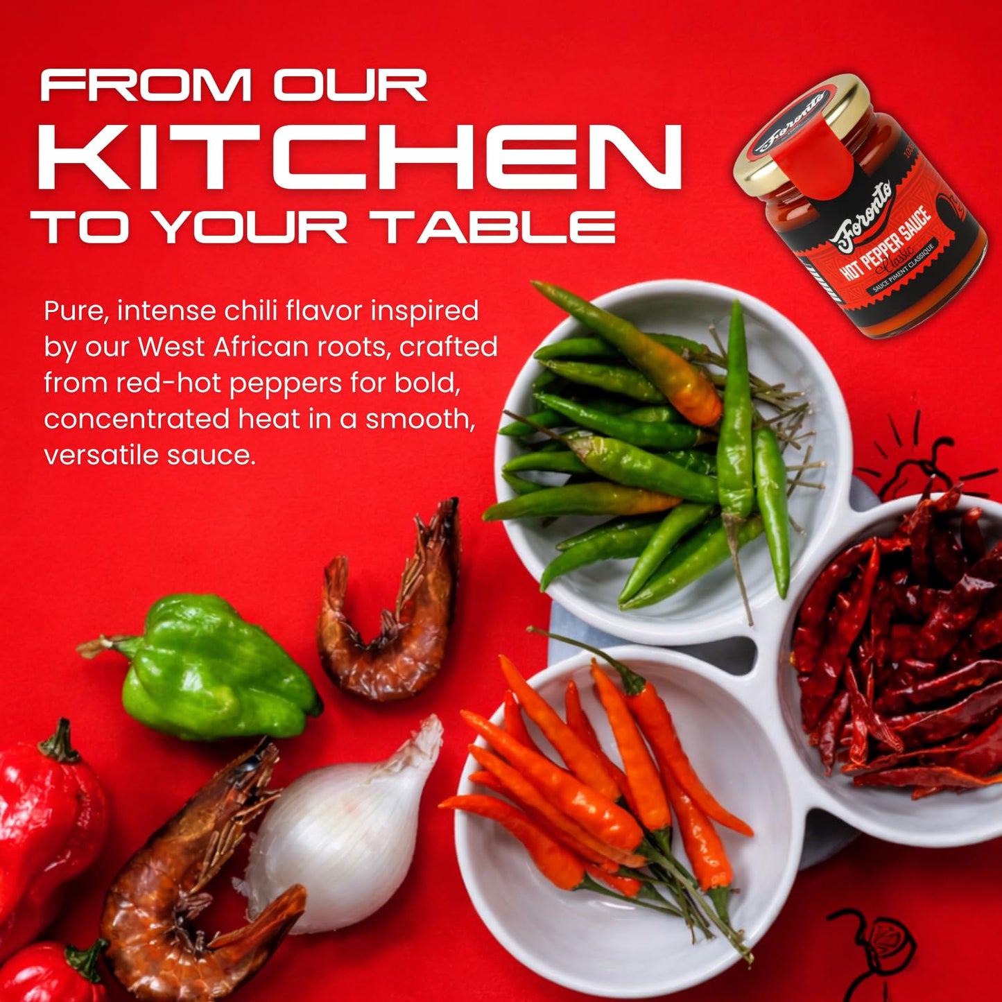 Authentic Taste Africa Pepper Sauces & Purees - Traditional West African Chili Sauce Made with a Variety of Peppers, Ginger & Garlic, Flavor-Packed