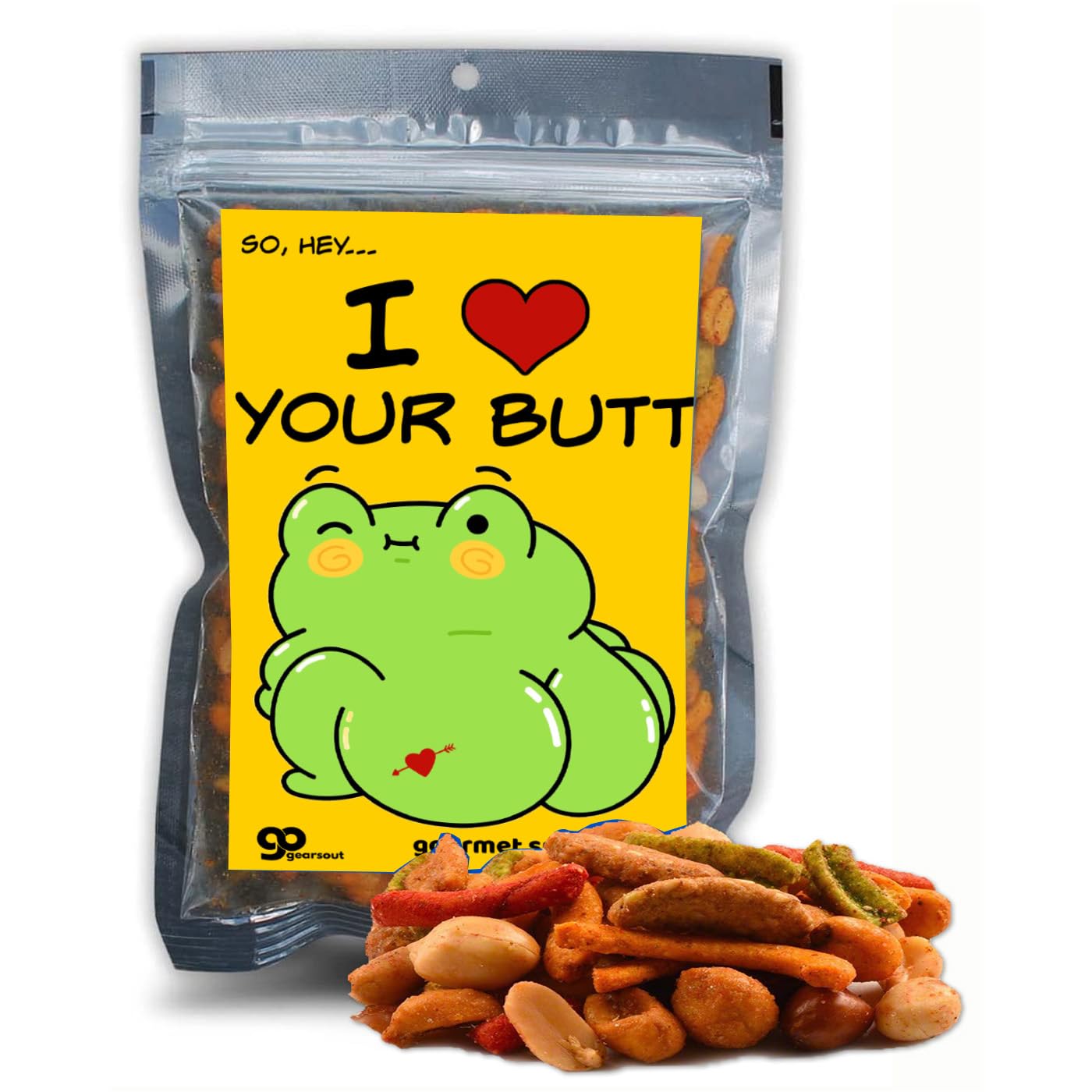 Love Your Butt Trail Mix for Women and Men Stocking Stuffers Wife Husband Girlfriend Boyfriend Easter Basket Ideas Frog Lovers Gourmet Spicy Snack