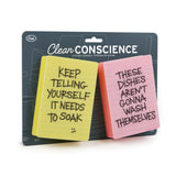 Genuine Fred Clean Conscience Kitchen Sponges - Set of 2 Passive-Aggressive Dish Sponges with Funny Notes - Multi-Layer Scrubbers for Dishes and Mess