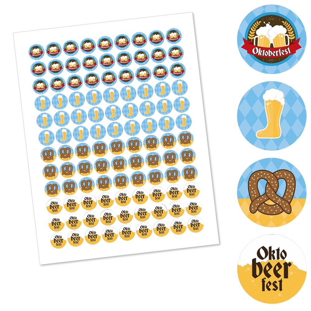 Oktoberfest - German Beer Festival Favors - Round Candy Stickers - 108pc