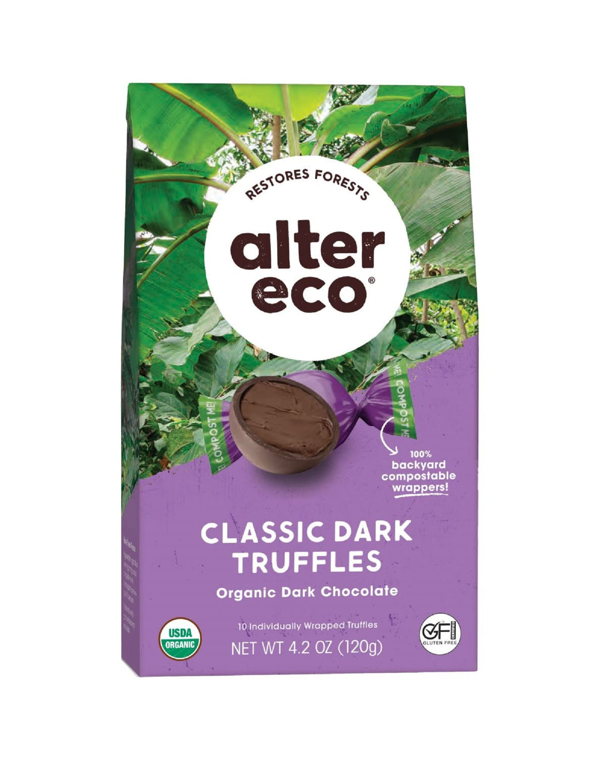 Alter Eco |Classic Dark Chocolate Truffles | Pure Dark Cocoa, Fair Trade, Organic, Non-GMO, Gluten Free | 80 Truffles